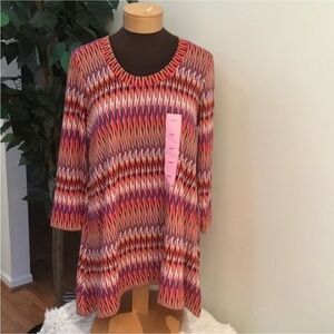 Premise 3/4 sleeve tunic Woman’s size small zig zag multi colored